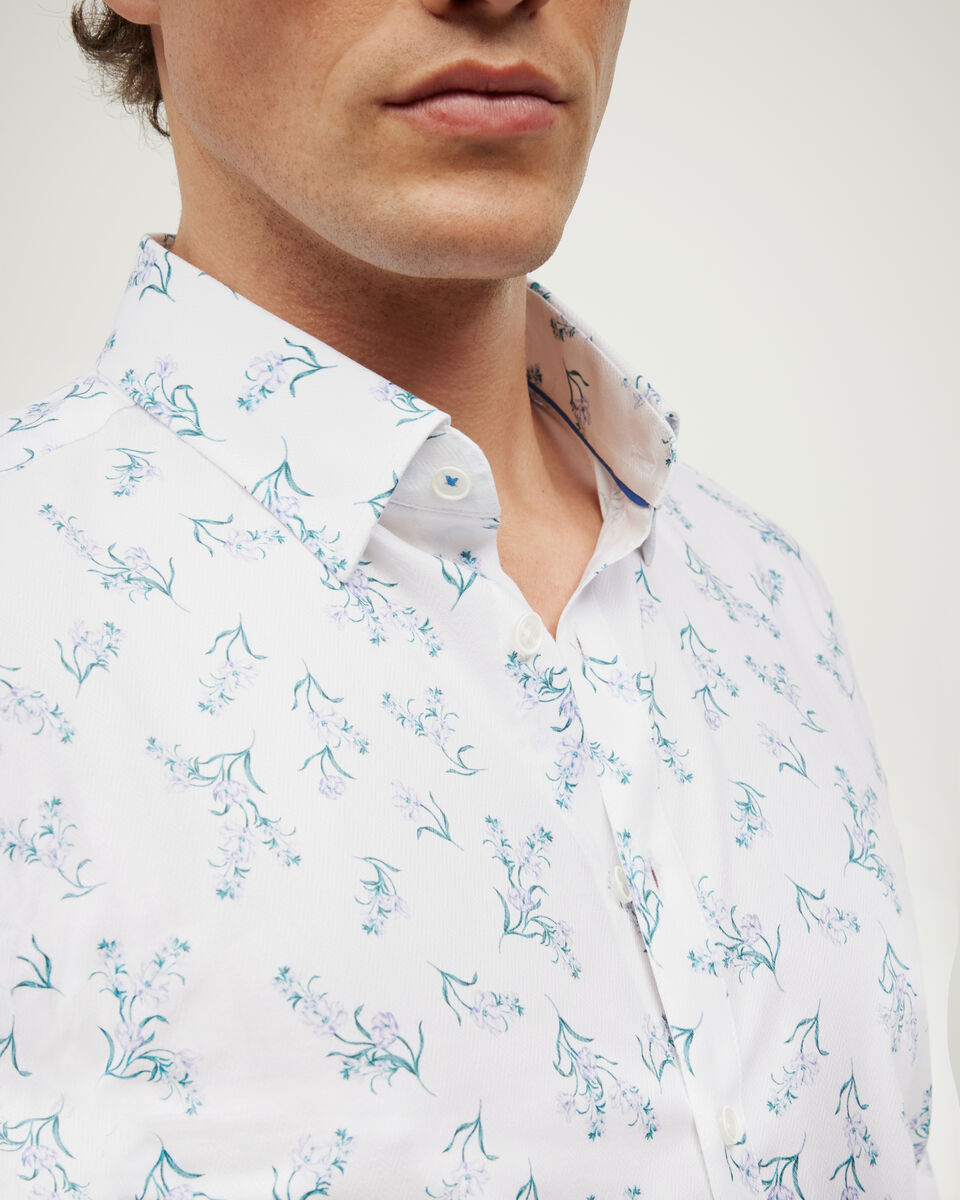 Javier Bouquet Floral Long Sleeve Printed Shirt, White, hi-res